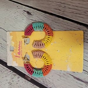 NEW I am Limited Edition Colorful Beaded Hoop Earrings